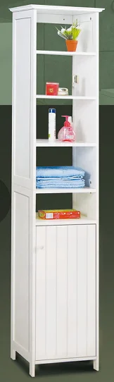 narrow white bathroom cabinet
