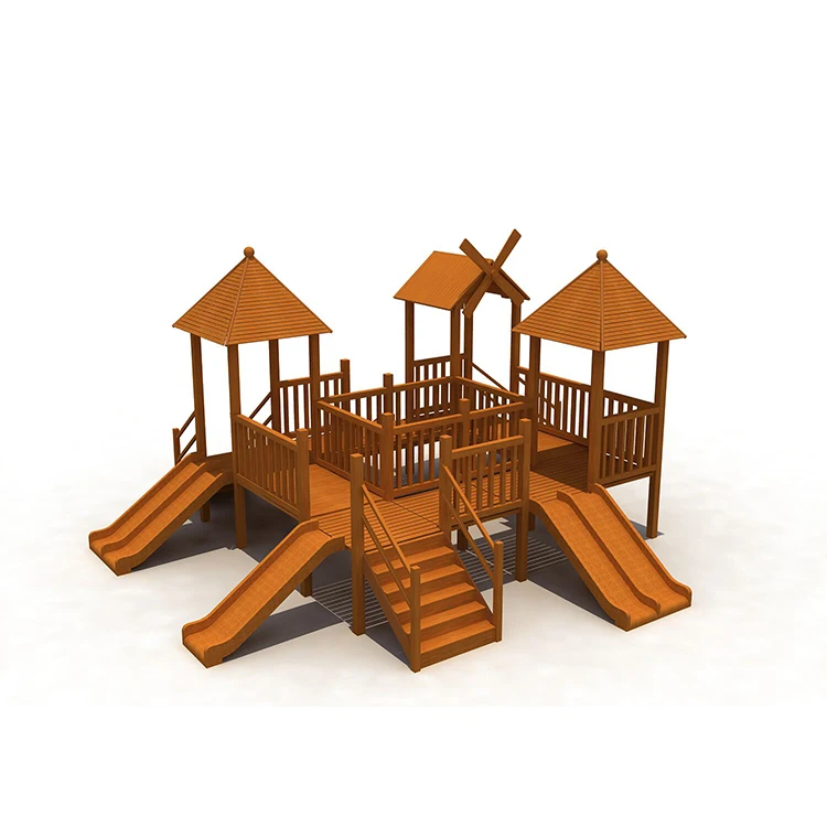 New type children outdoor wooden playground big slides for sale