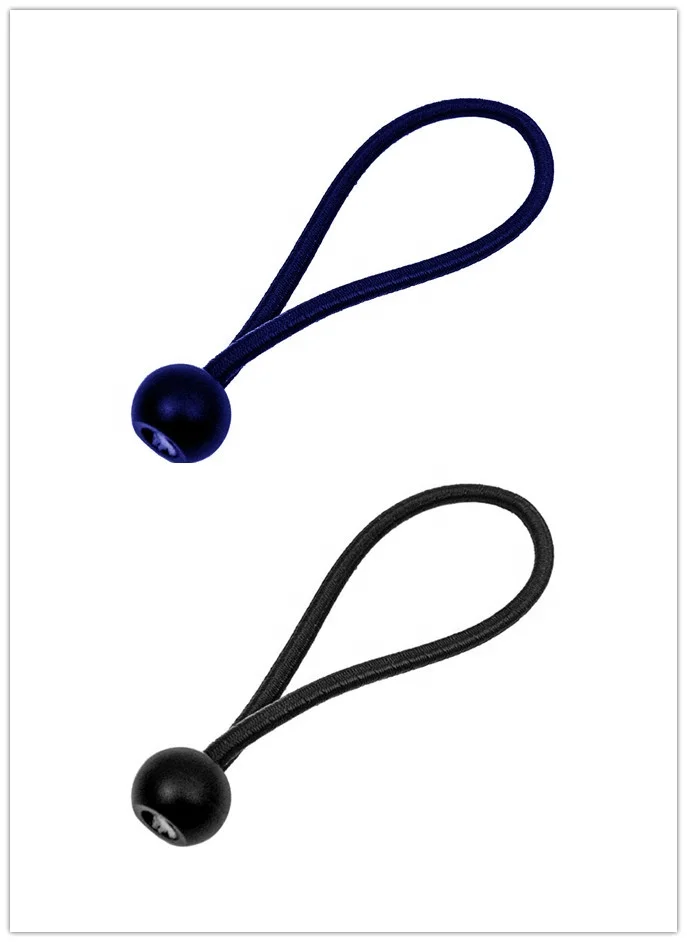 Black elastic loop braided string cords with plastic ends ball