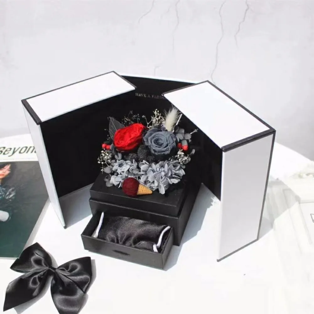 Ecuador preserved roses gift in double door flower box