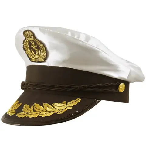 Captain Hat White Navy Admiral Cap Sailor Costume Fancy Dress CH295