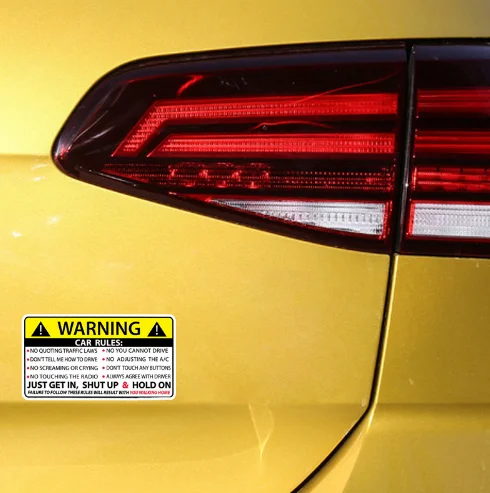 Car Safety Warning Rules Decal PVC Car Sticker