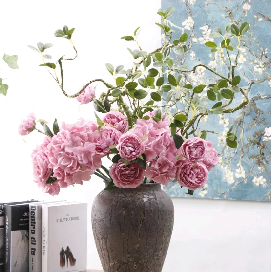 Western rose European core 3 peony artificial flower manufacturers home decoration wedding wall