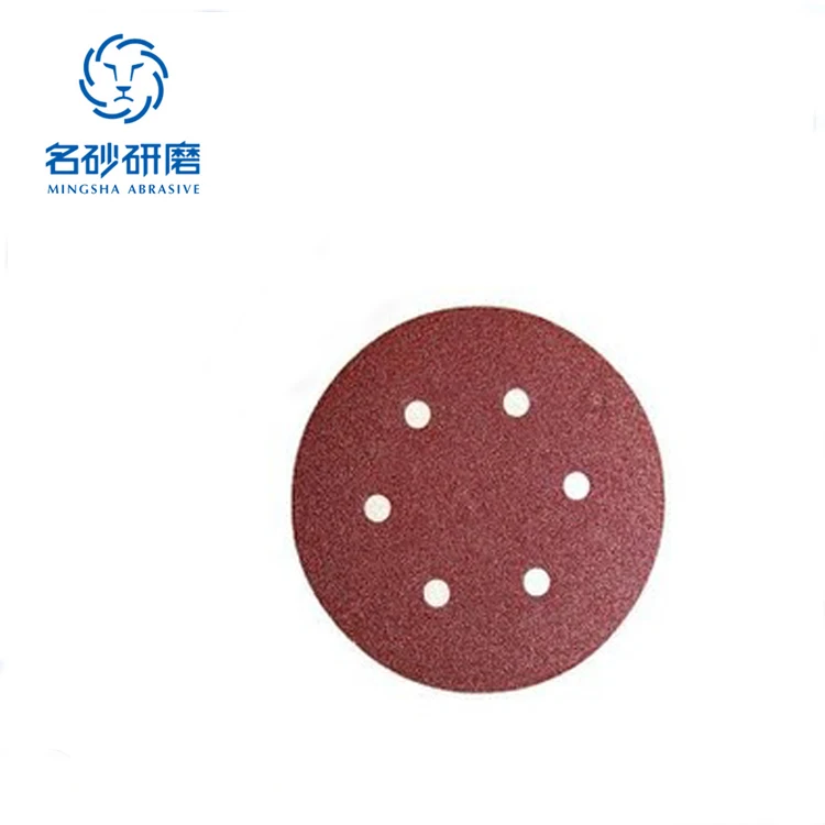 150mm 6 holes abrasive disc Aluminum Oxide Hook and Loop round sandpaper sanding discs for polishing disc 60#-600#