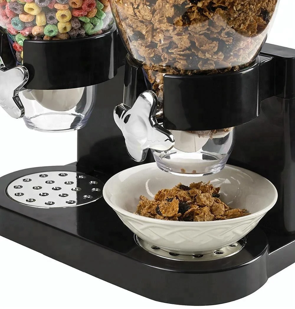 High Quality Dry Food Cereal Dispenser Doubal Port Storage Container For Cereal Candy Nuts Beans Rice