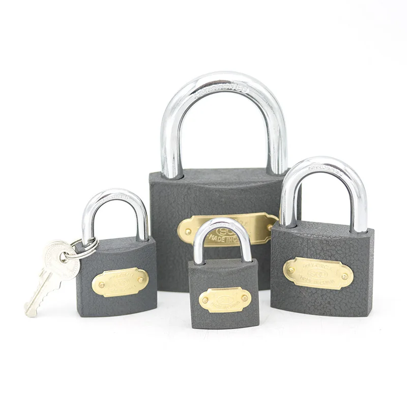 Best selling product heavy duty black/grey color padlock paint spray iron padlock Size 20-25-32-38-50-63-75mm