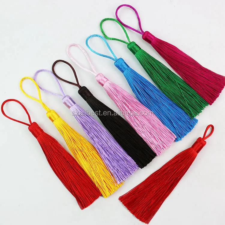 
custom keychain decoration small book mark thick rayon tassel 