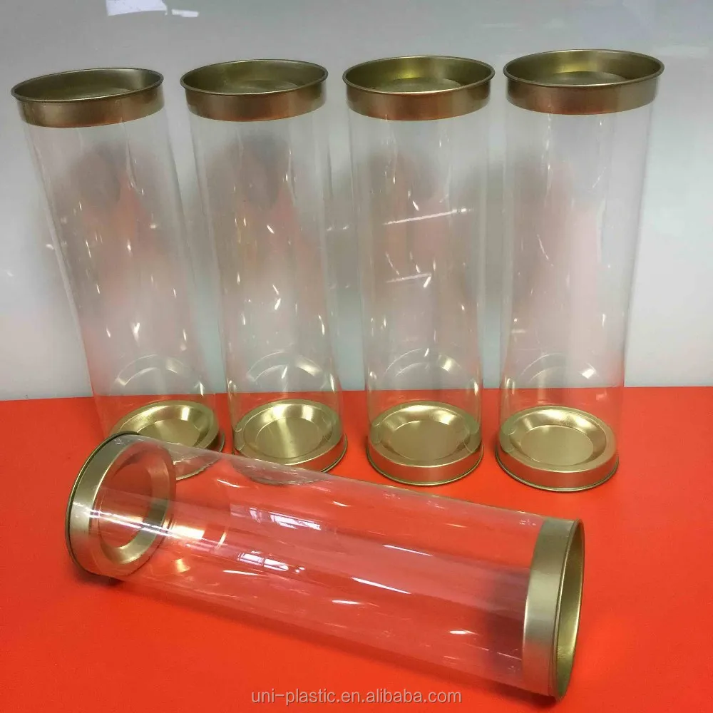 Plastic Cylinder Food Tube Tinplate Lids clear tube packaging plastic Clear Tube For Candy