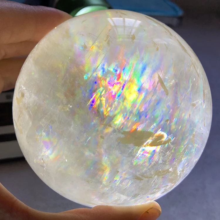 Wholesale rainbow natural quartz calcite crystal balls sphere for home decor