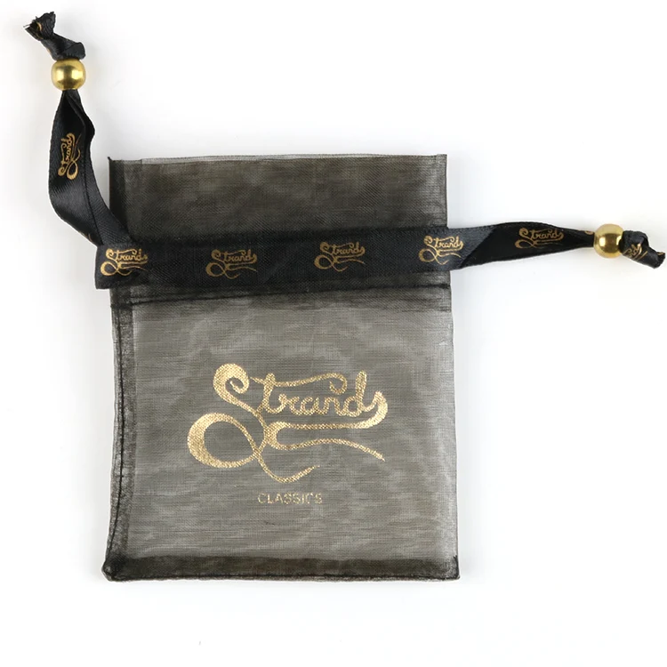 
Hot sale personalized printed organza pouch bags, organza bags with logo ribbon 