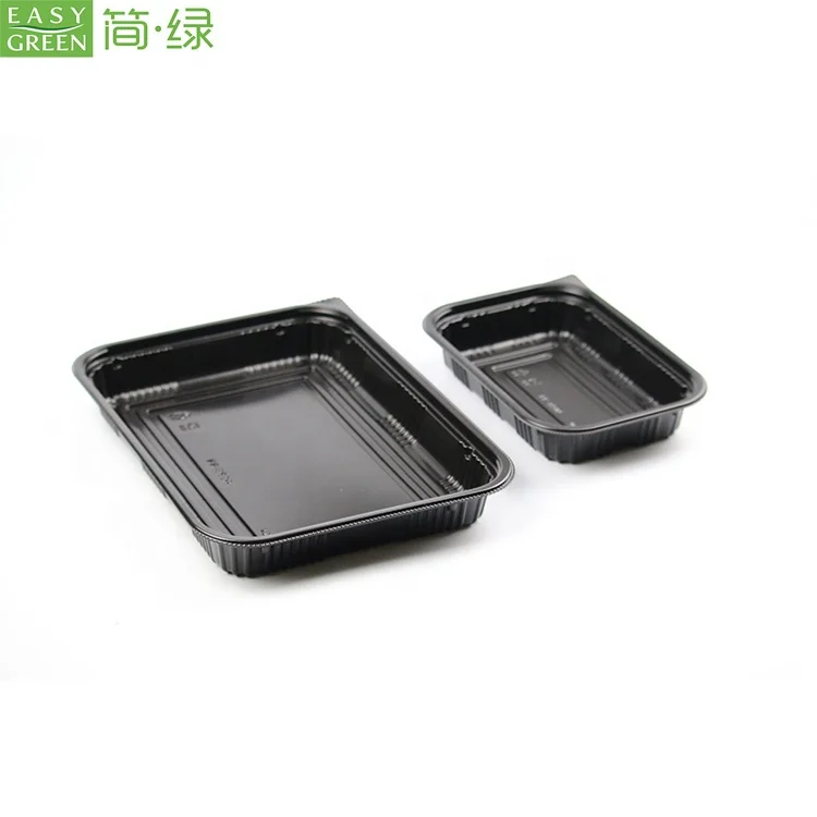 Easy Green Disposable Seafood Blister Frozen Shrimp Take Away Food Large Shallow Plastic Tray With Lids