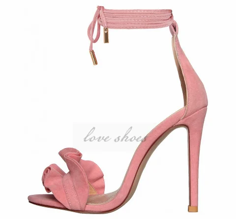 ladies party shoes for women new alibaba women shoes Suede Lace Up Ruffle Heels