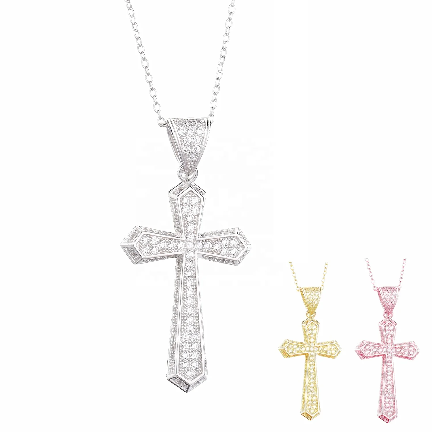Slovehoony с покрытыем цвета чистого 24 каратного золота со всавкой из цирконов квадратной формы ожерелья с крестом, женщины, подвеска в виде креста, 925 серебряный крест ожерелье
