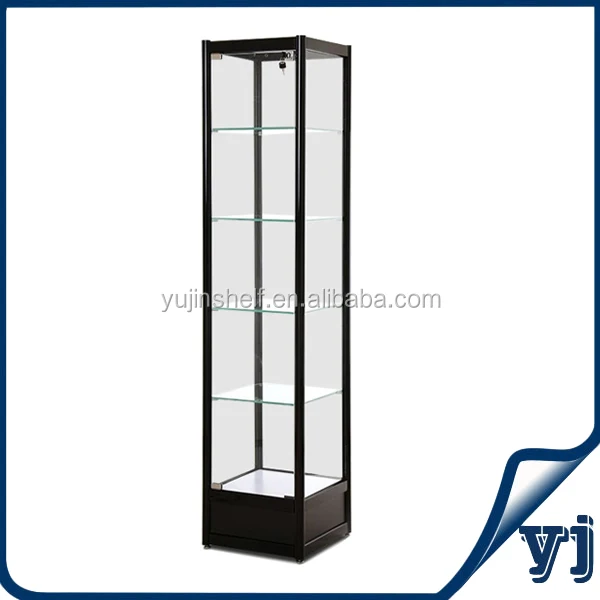 Custom Floor Standing Aluminium Glass Display Showcase, Glass Tower Display case