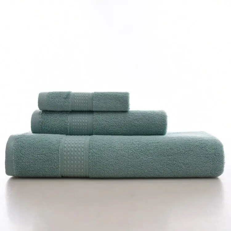 Solid color high quality soft touching 100% cotton towel set hand face bath towel mat hotel set