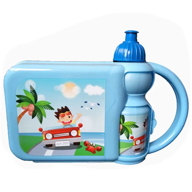 PP plastic bento handle lunch box with water bottle for kids