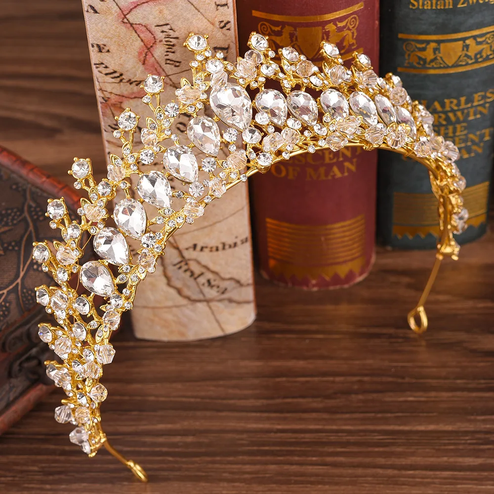Rhinestone Beaded tiara handmade bridal headband wedding hair accessories