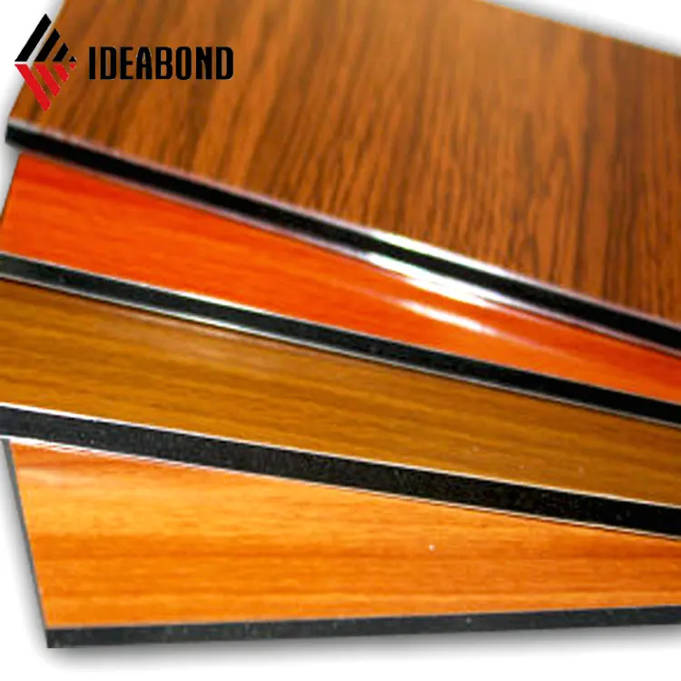 Wooden Texture IDEABOND Alucobond Plate ACP 2mm 3mm 4mm Indoor PVDF 15 Years / PE 10 Years Mirror Series Wall Panel 2/3/4/5/6mm