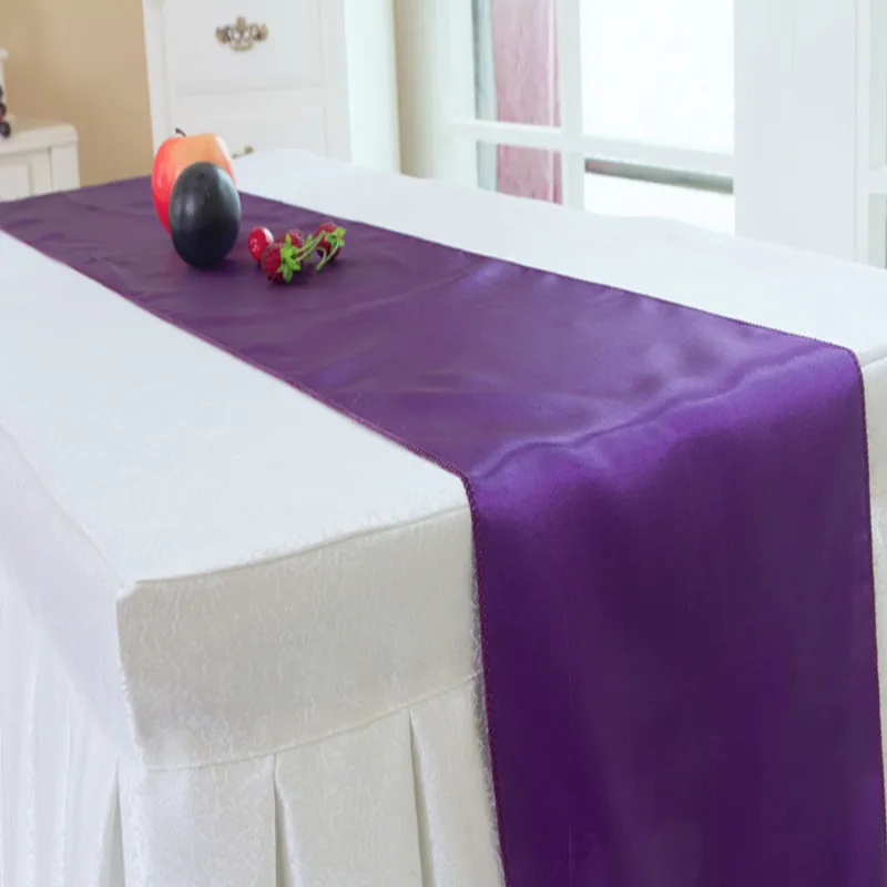 Good quality and cheap polyester satin wedding table runner for banquet decoration