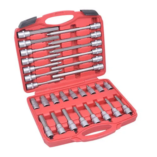 wholesaler hand tools 30pcs 1/2'DR extra long hex Torx bit socket set