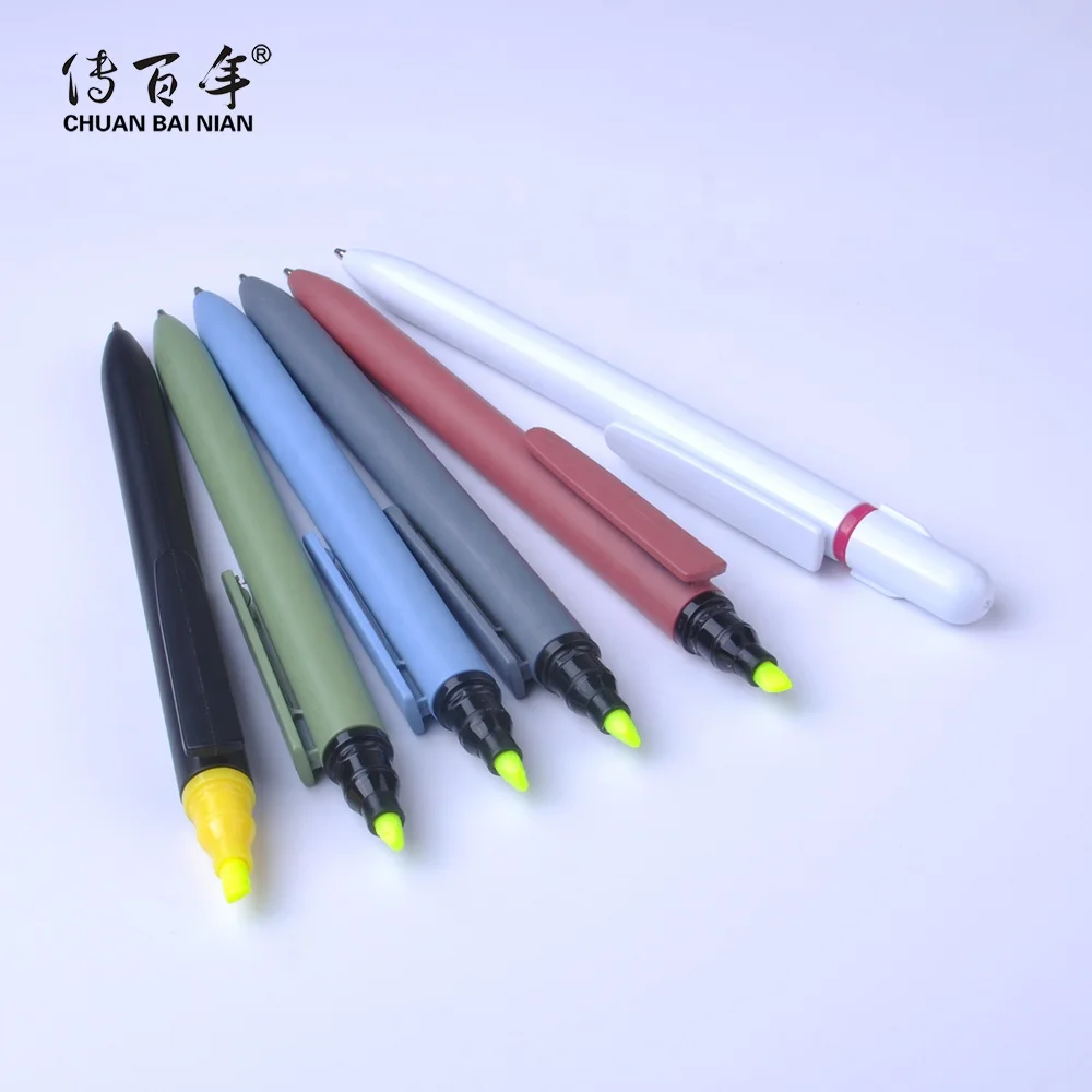 New Design Promotional Simple Double Side Ball Pen with Highlighter