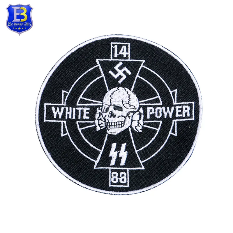 Hot sale china manufacturer directly make iron on skull heads embroidery patch for garment