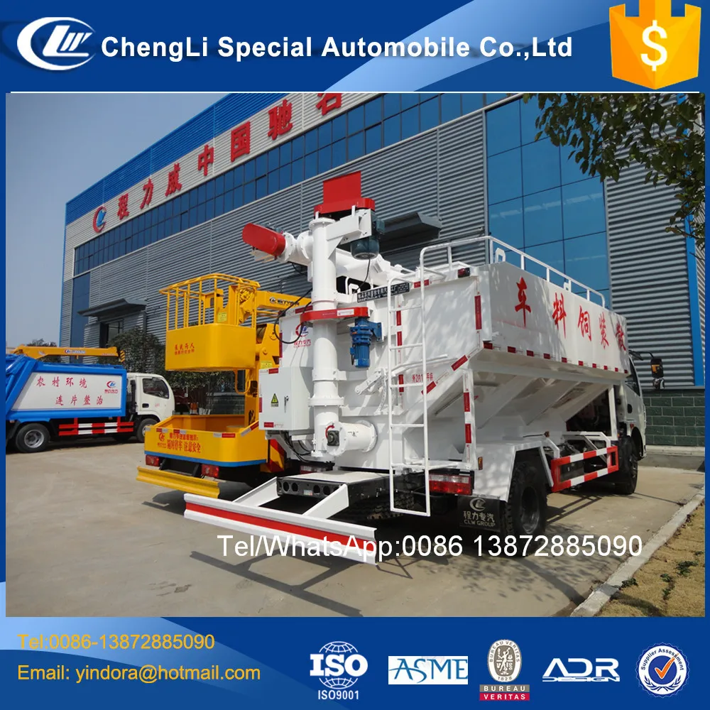 dfac 5 ton 6 ton 7 ton bulk poultry feed trucks, bulk feed discharge truck, bulk feed transportation truck