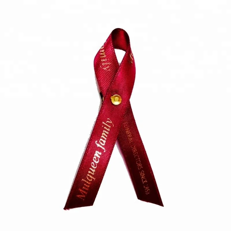 Hot Sale Red Aids Awareness Satin Ribbon Bow with Pin