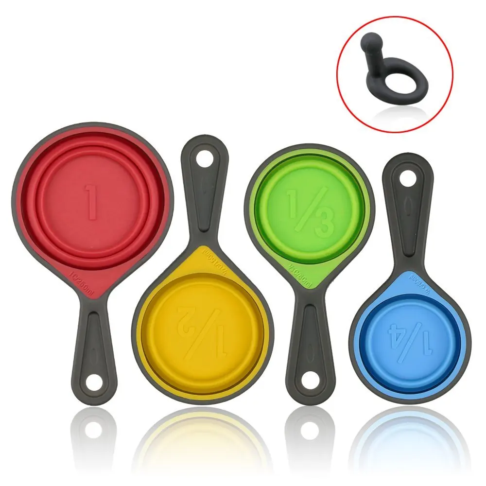 
BPA Free Silicone Collapsible Measuring Cups and Spoons Set for Travel 