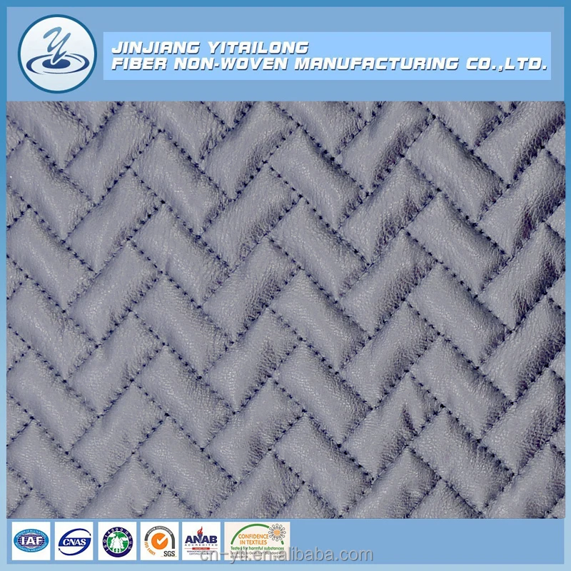 
Silk Like Polyester Batting Padded Leather Quilt Jacket Fabric with Twill Pattern 