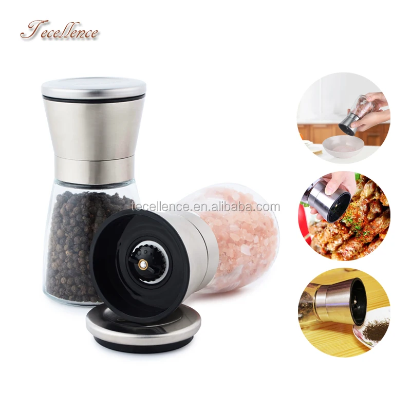Wholesale Kitchen Tools Manual Grinder Spice Black Pepper Mill Glass Sea Salt Grinder