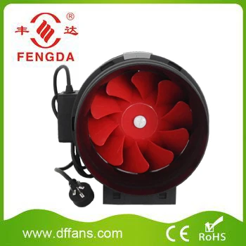 FENGDA ETL approved 4 inch Black Plastic Case Mixed Flow Fan  inline duct Exhaust fan  with speed controller for hydroponics