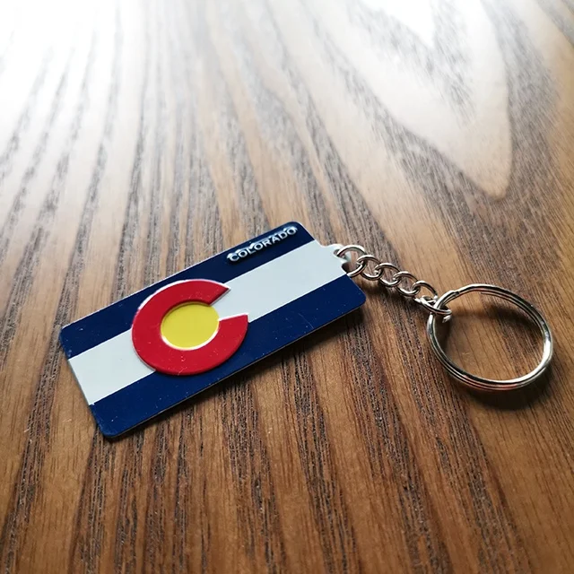 Hot sale USA souvenir embossed letter 3*6.5cm metal aluminum keychain