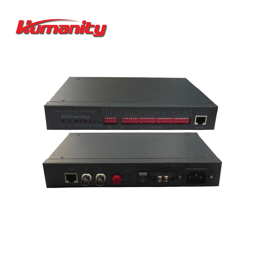 
Humanity HM-C112A E1 G.703 fiber optical modem with 64kbps to 2048kbps configurable 