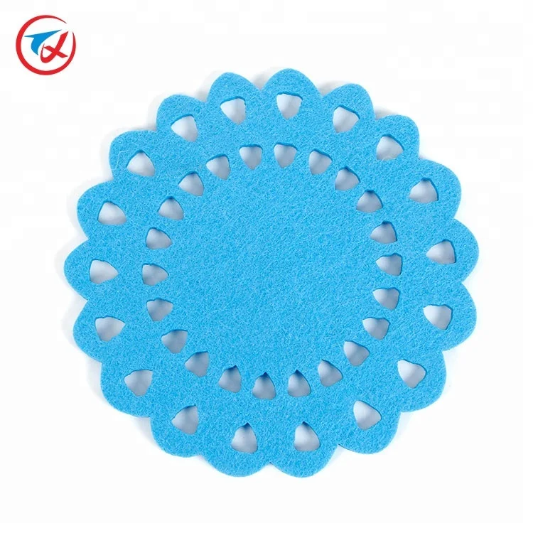 
hot sale placemat laser cut drink wool felt fabric cup coaster 