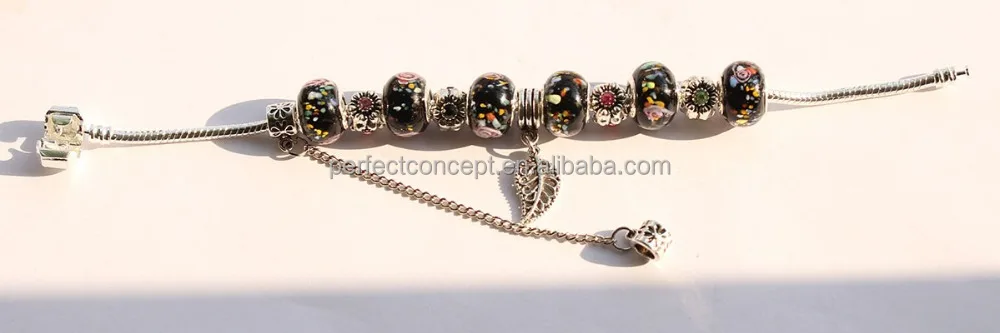 Fashion Bracelet European Charm Women With High Quality Murano Glass Beads Pink Glass Beads Bracelet BR-151118-35