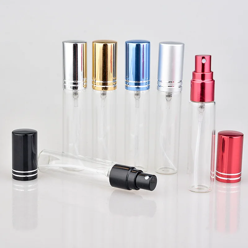 10ml 15ml  Aluminum Spray Clear Glass bottle  Refillable Perfume Empty Bottle