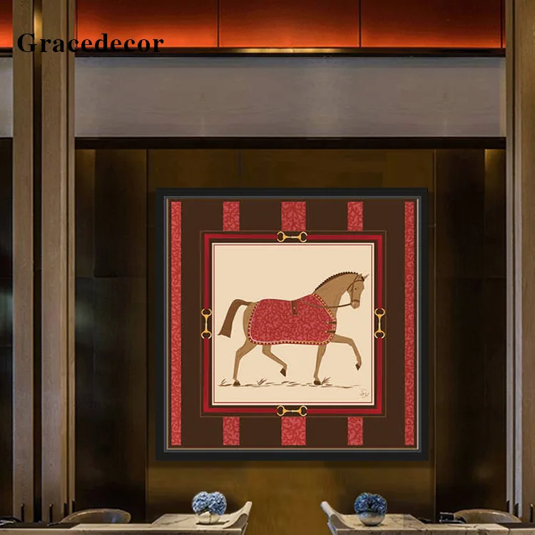 Wholesale Folk Art Painting Designs Horse Wall Art Horse Photo Art