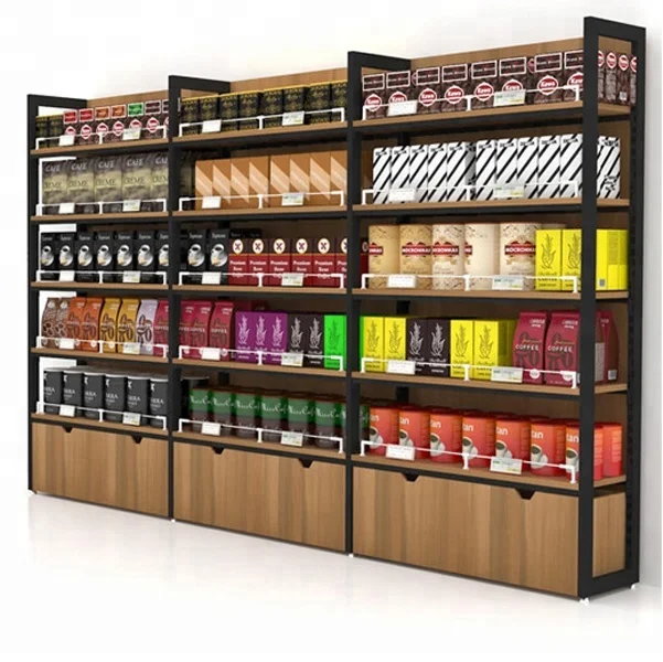 wooden gondola display shelf ,Makeup Beauty Products Display Stand