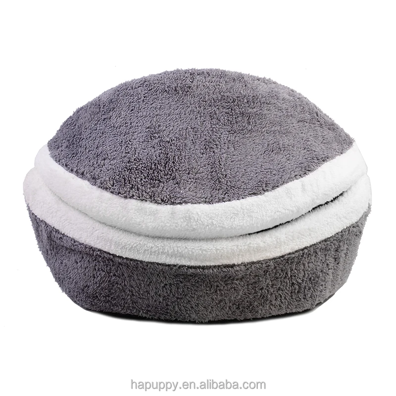 
Warm Cat Bed House Hamburger Bed Disassemblability Windproof Pet Puppy Nest Shell Hiding Burger Bun for Winter 