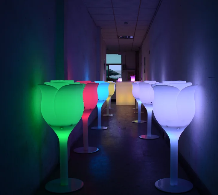 RGB color plastic battery powered led rose bar table