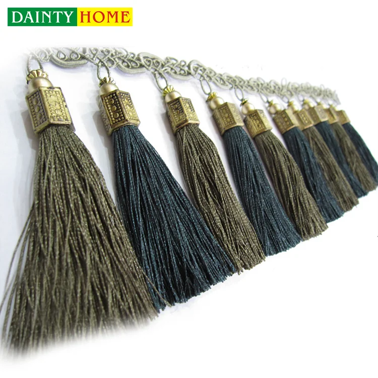 Alibaba онлайн-покупок темно-синий Гэри бахромой для штор