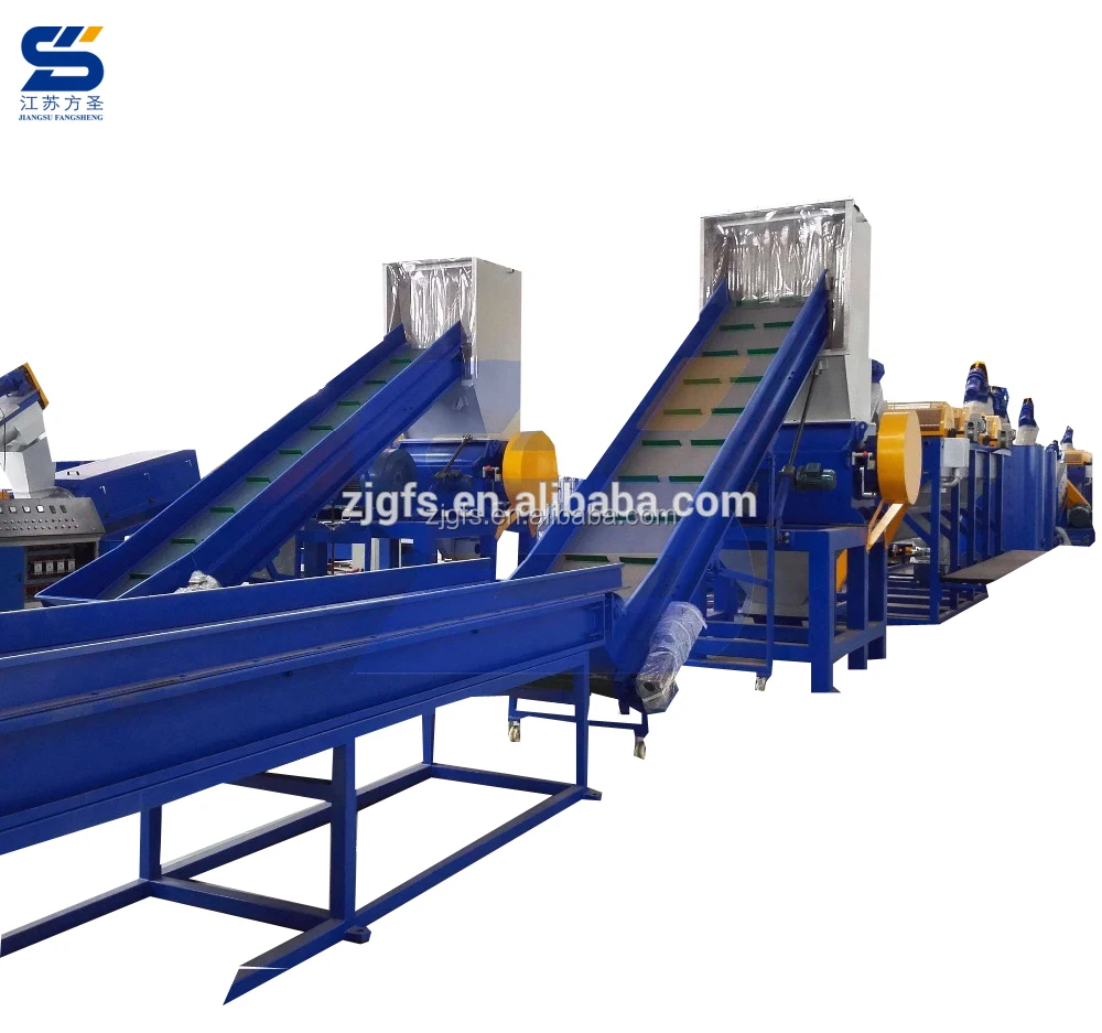 
professional manufacture waste used scrap plastic pet bottle flakes crushing washing drying recycling machinery line 