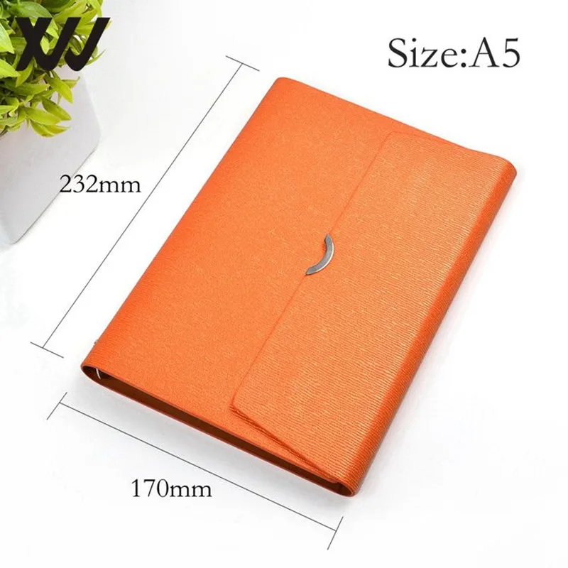 A5 ring binder notebook PU leather hard cover journal colorful  loose-leaf line pages magnetic closure notebook