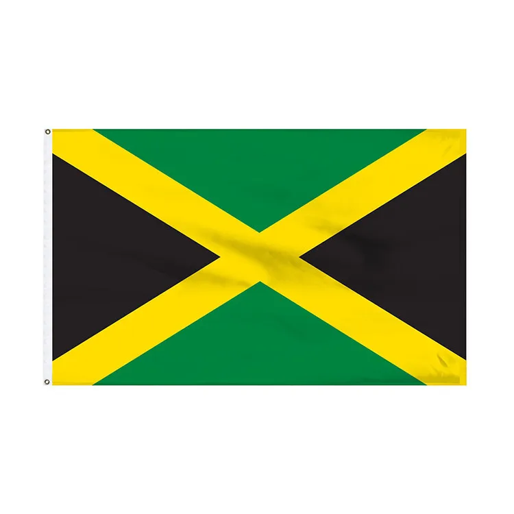Jamaican country flag store design in front of flag