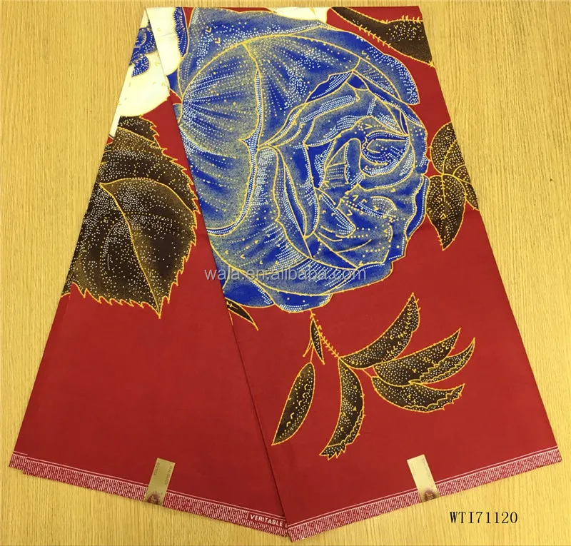 
WTI71120 High quality african wax fabric wholesale 6 yards/big flower cotton wax fabric 