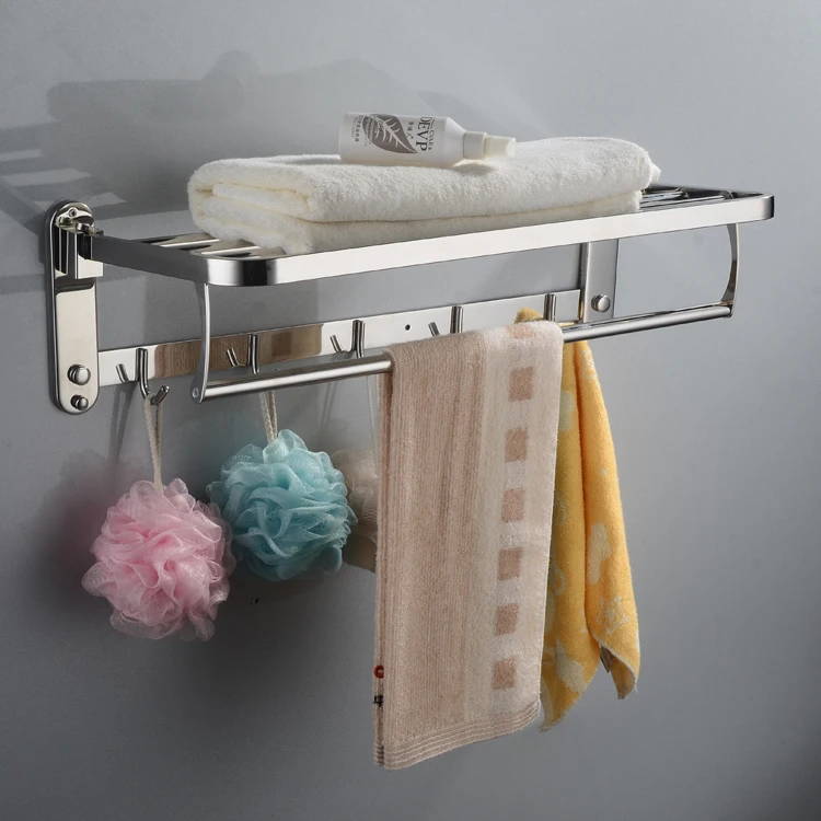 Congfei stainless steel wall mounted expandable towel rack with hooks