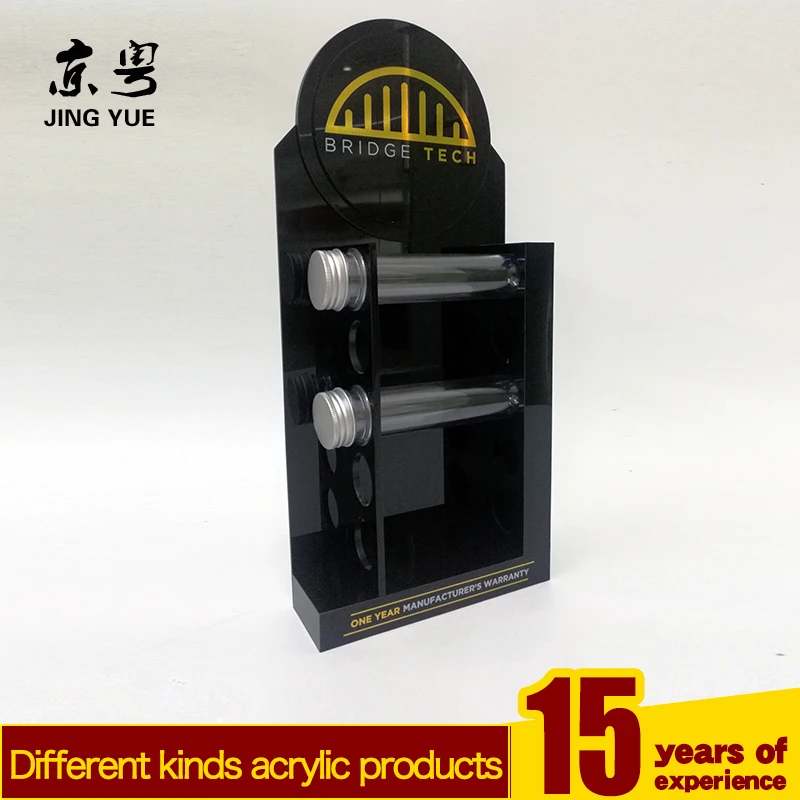 Factory custom black desk top pmma plexiglass acrylic testing tube display stand test tube holder acrylic test tube display rack