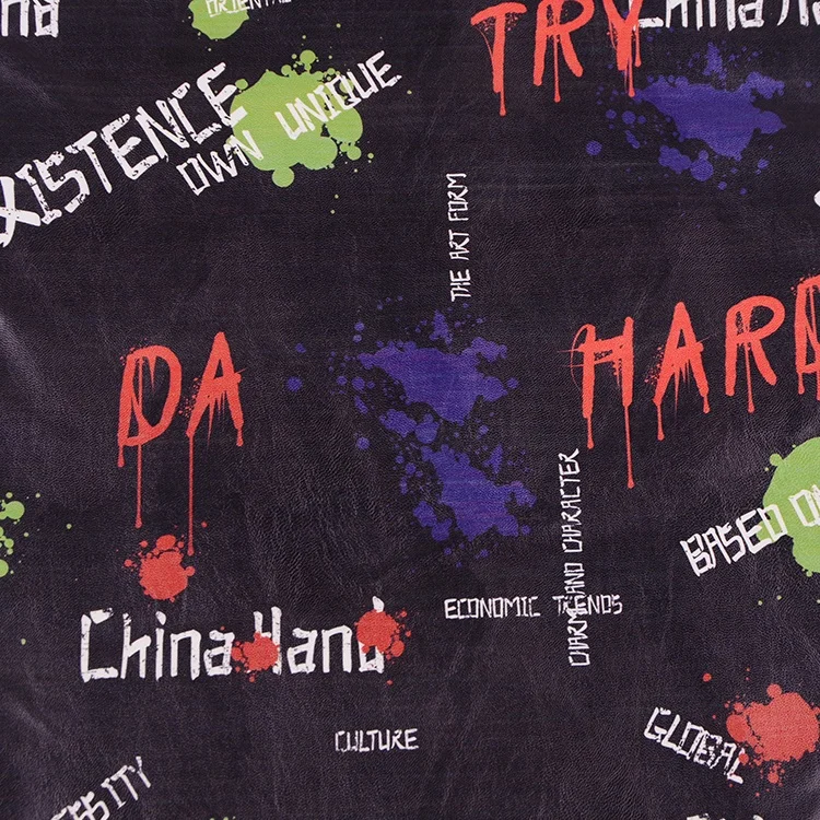China wholesale crazy design custom printed faux leather fabric for clothing bag