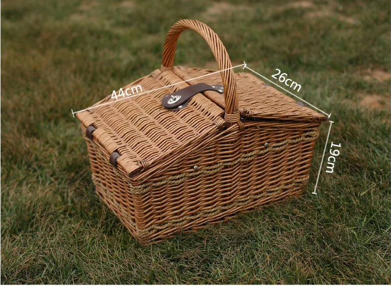 
new willow picnic basket for four person tableware rattan outdoor wicker picnic basket 